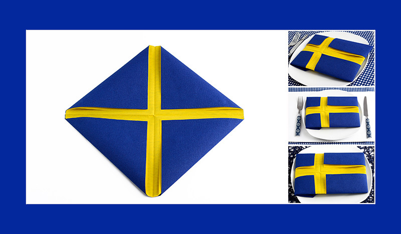Servietten falten Anleitung Schwedische Flagge