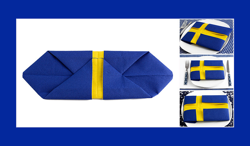 Servietten falten Anleitung Schwedische Flagge