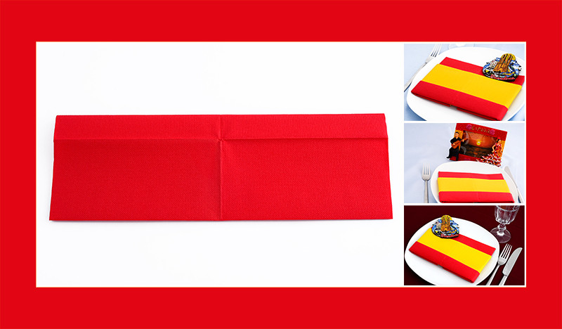 Servietten falten zweifarbig Anleitung Spanische Flagge