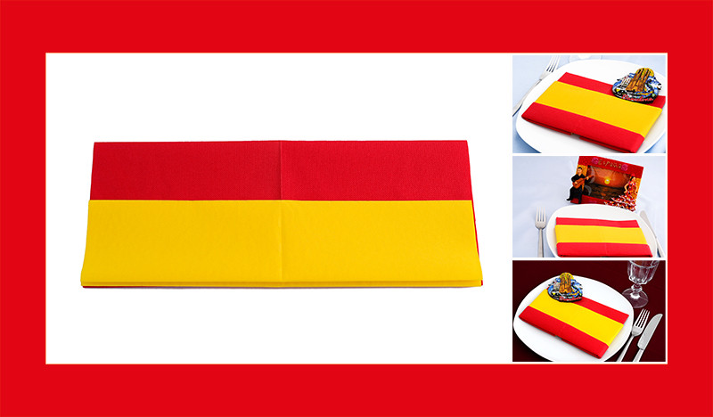 Servietten falten zweifarbig Anleitung Spanische Flagge